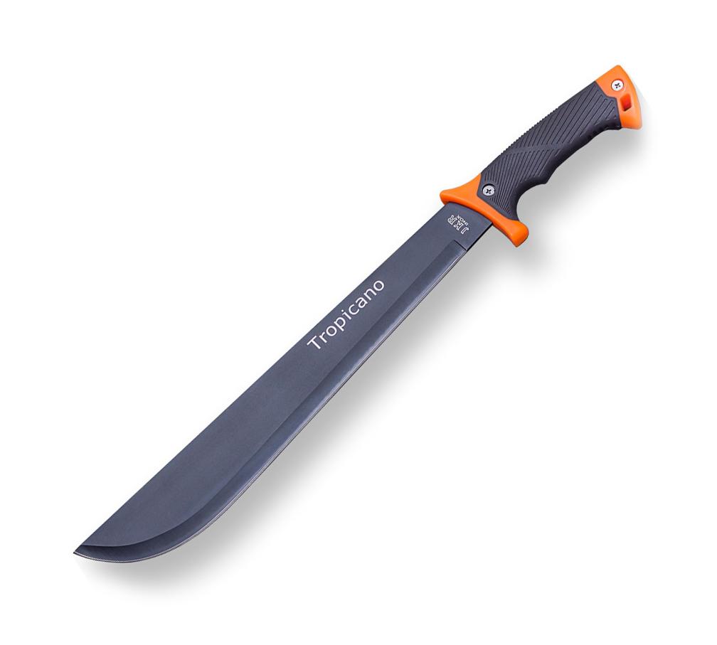 Machete tropicano con hoja negra de 38 cm y mango de ABS naranja ...