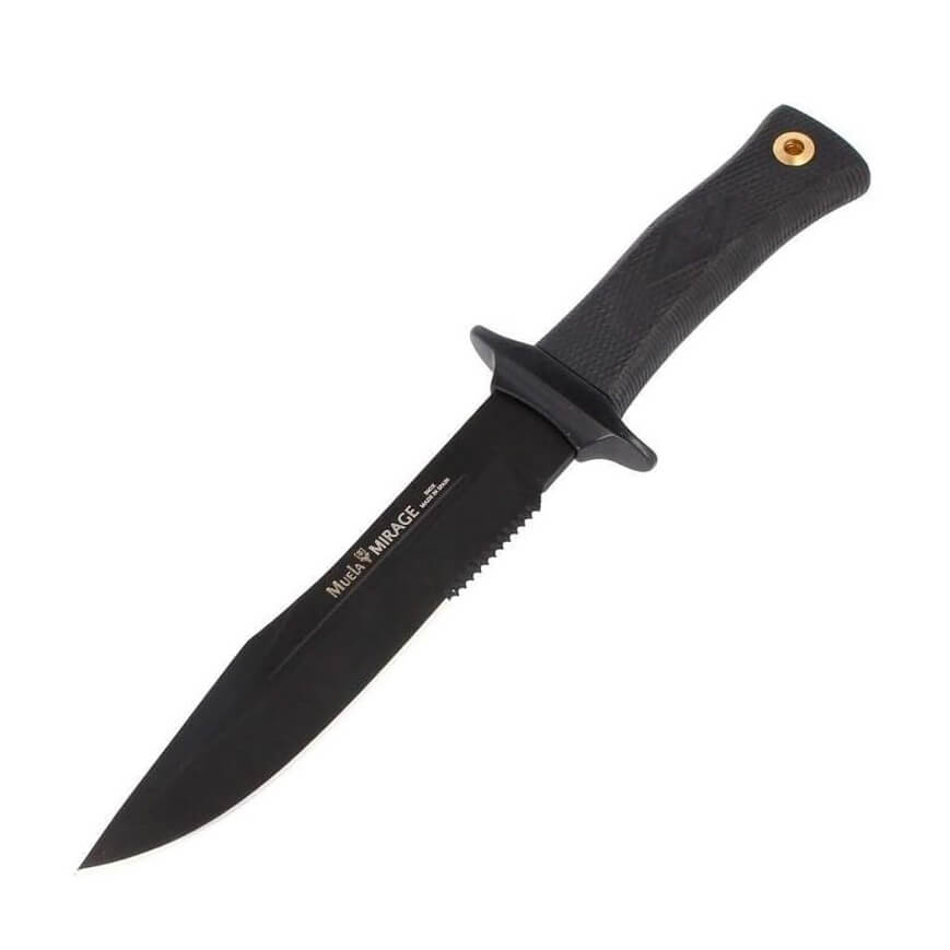 Cuchillo de caza Muela Mirage-18N con mango de goma negra y hoja ...