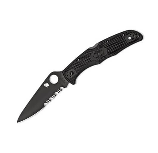 Canivete Spyderco Endura 4 com lâmina VG10 preta com borda meio s...