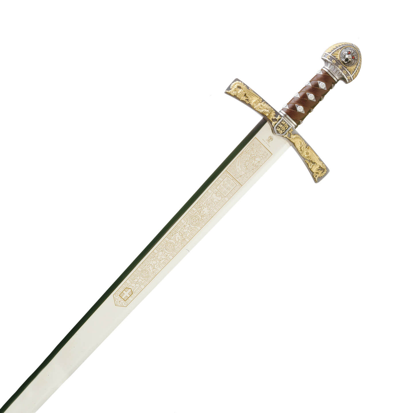 Épée de Richard Cœur de Lion avec garde en cuir et décorations do...