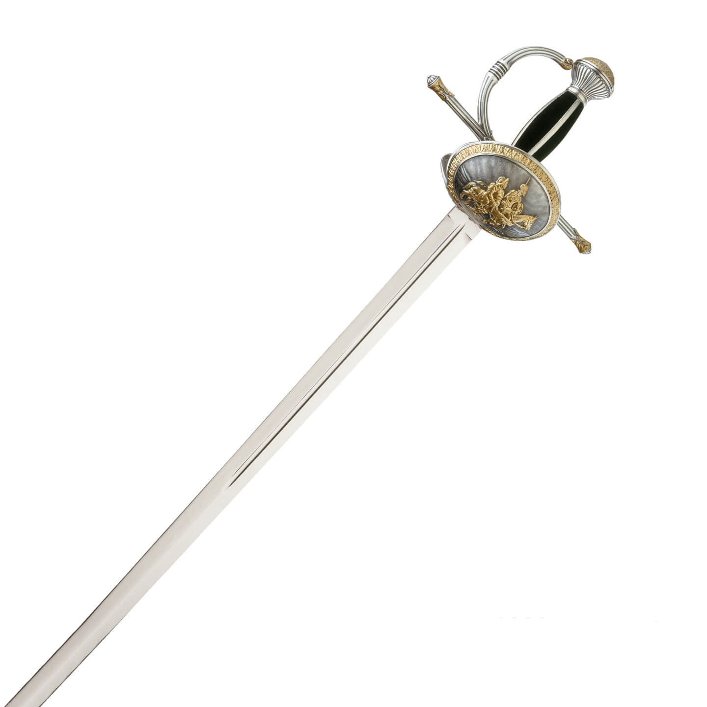 Épée Don Quichotte avec garde en argent et décorations en or Mart...