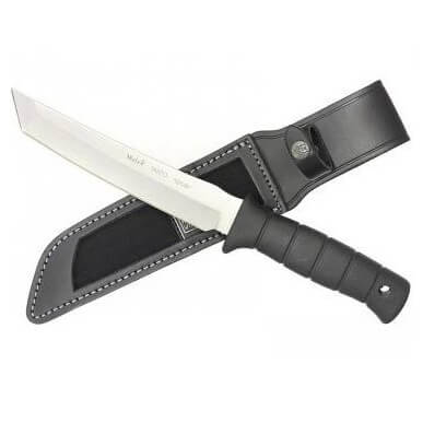 Cuchillo táctico Muela Tanto-19W con mango de goma negra y hoja satinada