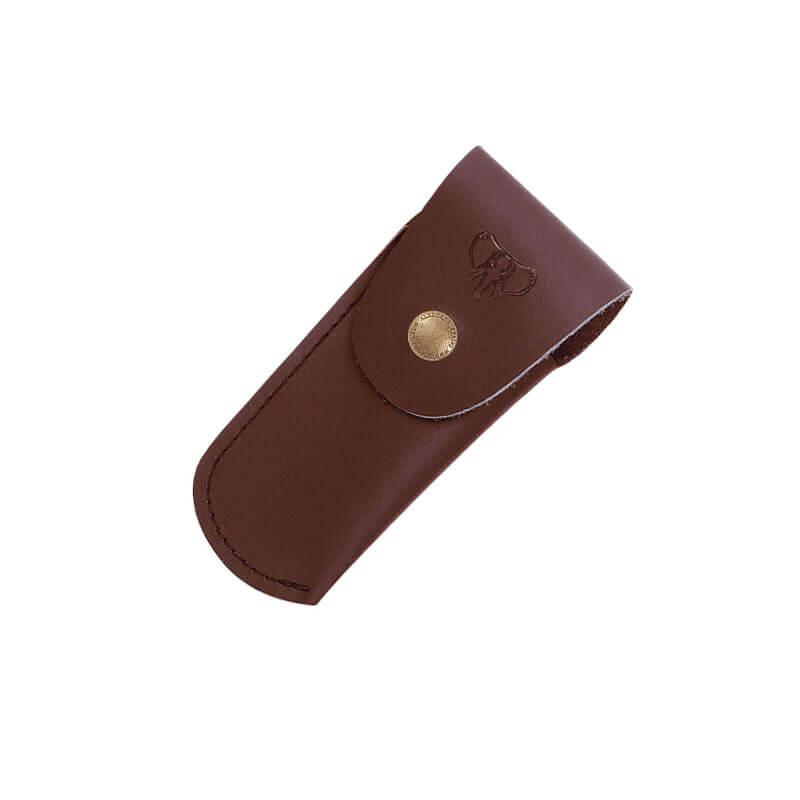Funda de cuero marrón Cudeman para navajas. 9,5 cm.