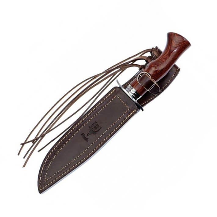 Cuchillo de caza Muela Cherokee con mango de madera de palisandro y hoja de 19 cm