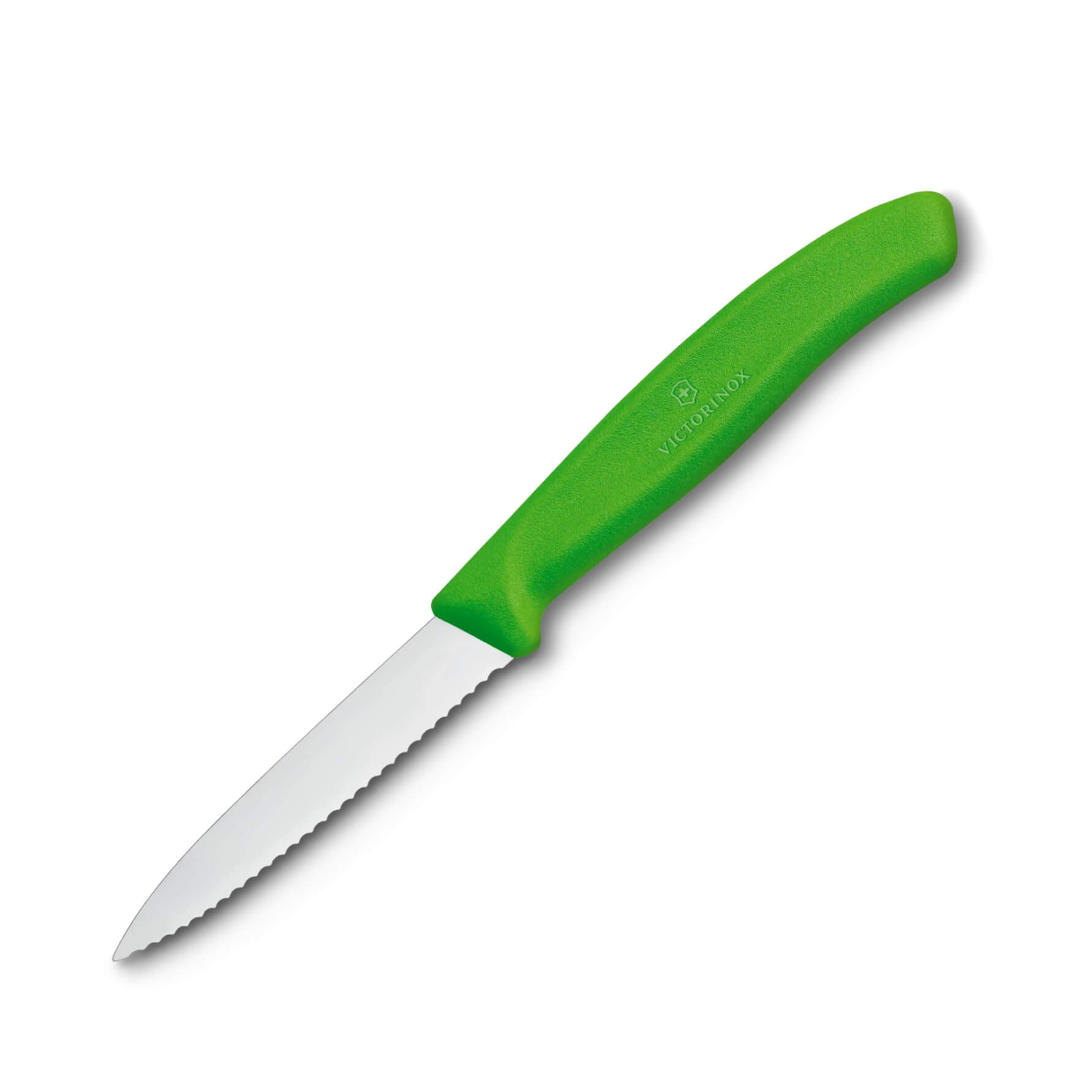 Victorinox Gemüsemesser mit grünem Griff mit Wellenschliff und ze...