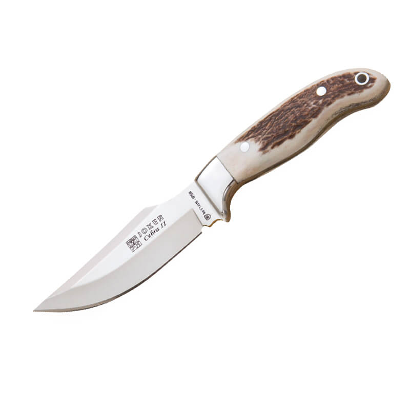Cuchillo de caza Joker Cebra con mango de asta de ciervo y hoja d...