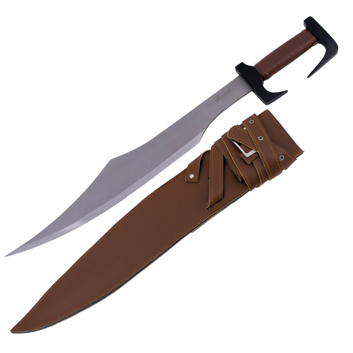 Épée spartiate avec pommeau et garde de couleur noire et garde br...