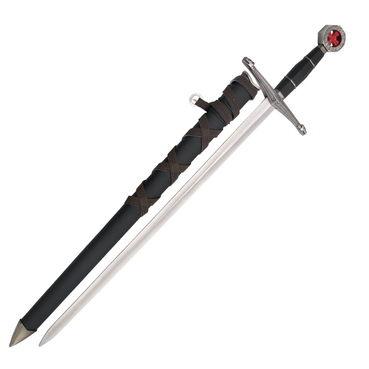 Espada templaria para cadete con pomo y guarda color níquel y emp...