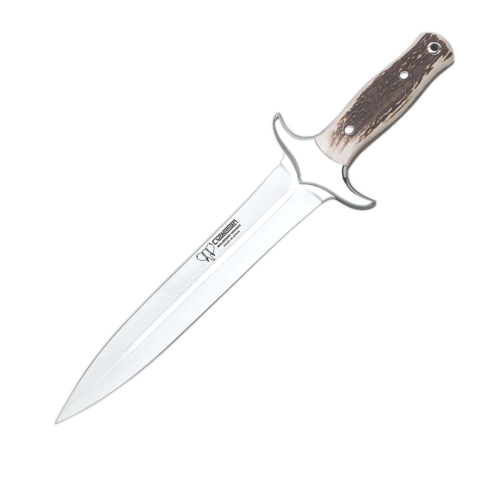 Cuchillo montería Cudeman. Mango de ciervo pulido. 22,5 cm de hoj...