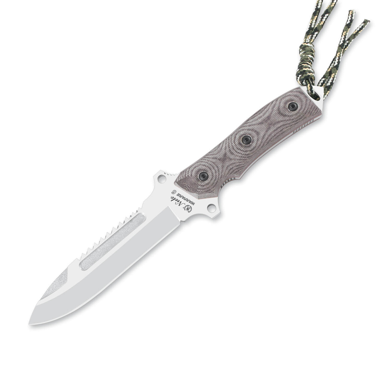 Cuchillo táctico Nieto Warfare con mango de micarta gris y hoja d...