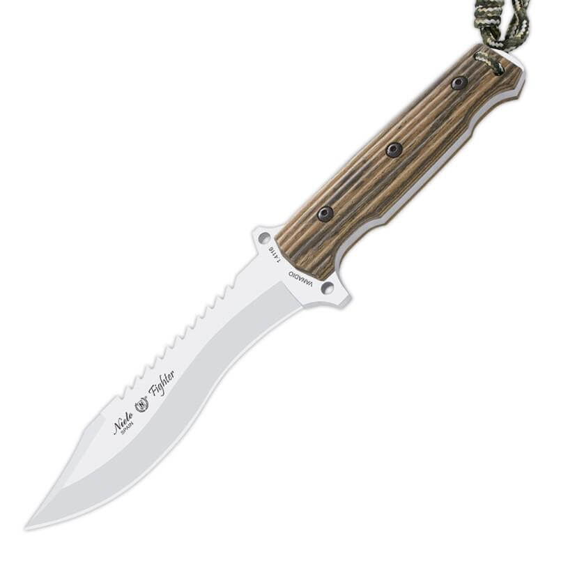 Cuchillo táctico Nieto Fighter Bowie con mango de madera de bokot...