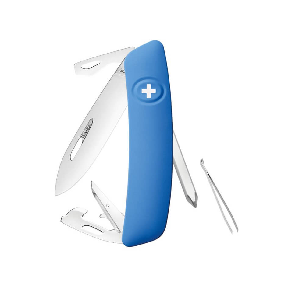 Swiza D04 blaues Mehrzweckmesser mit 11 Funktionen KNI.0040.1030