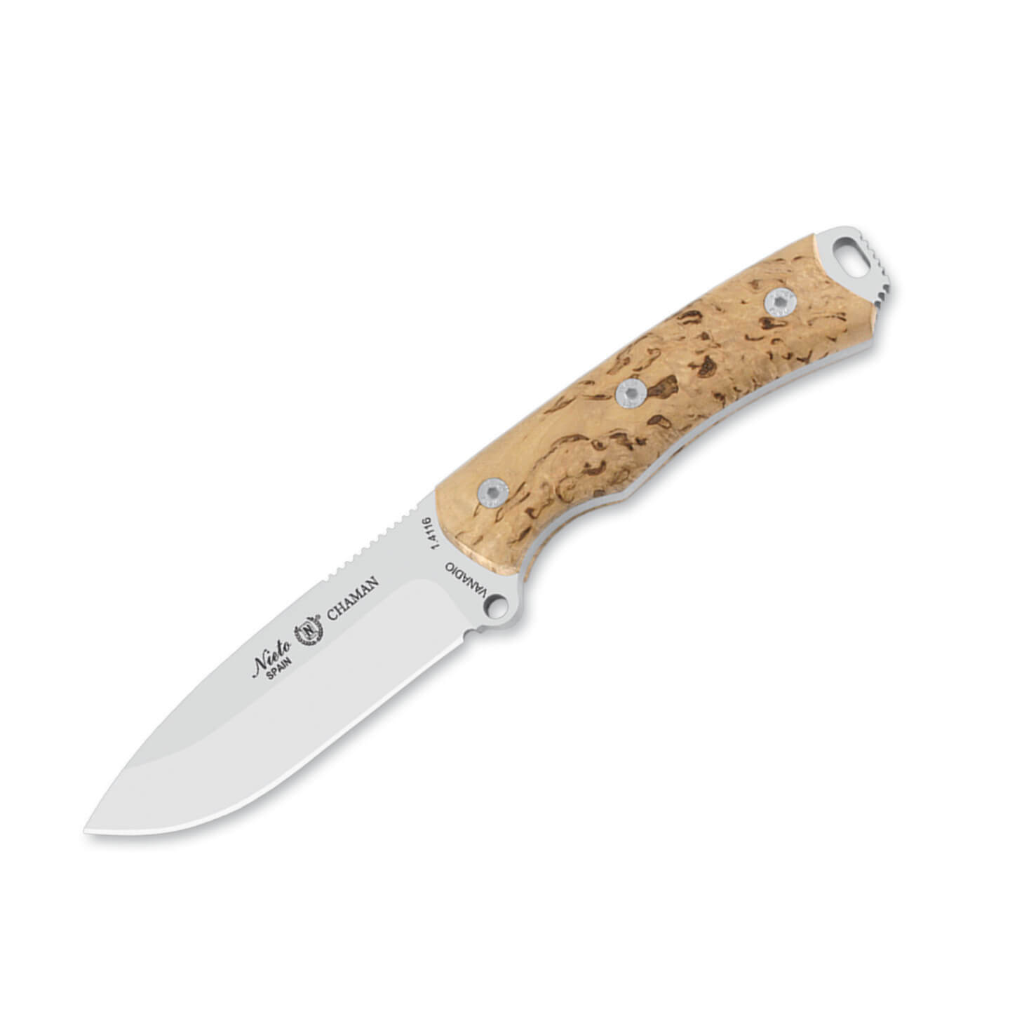 Cuchillo Nieto Chamán con mango de madera de abedul y hoja de ace...