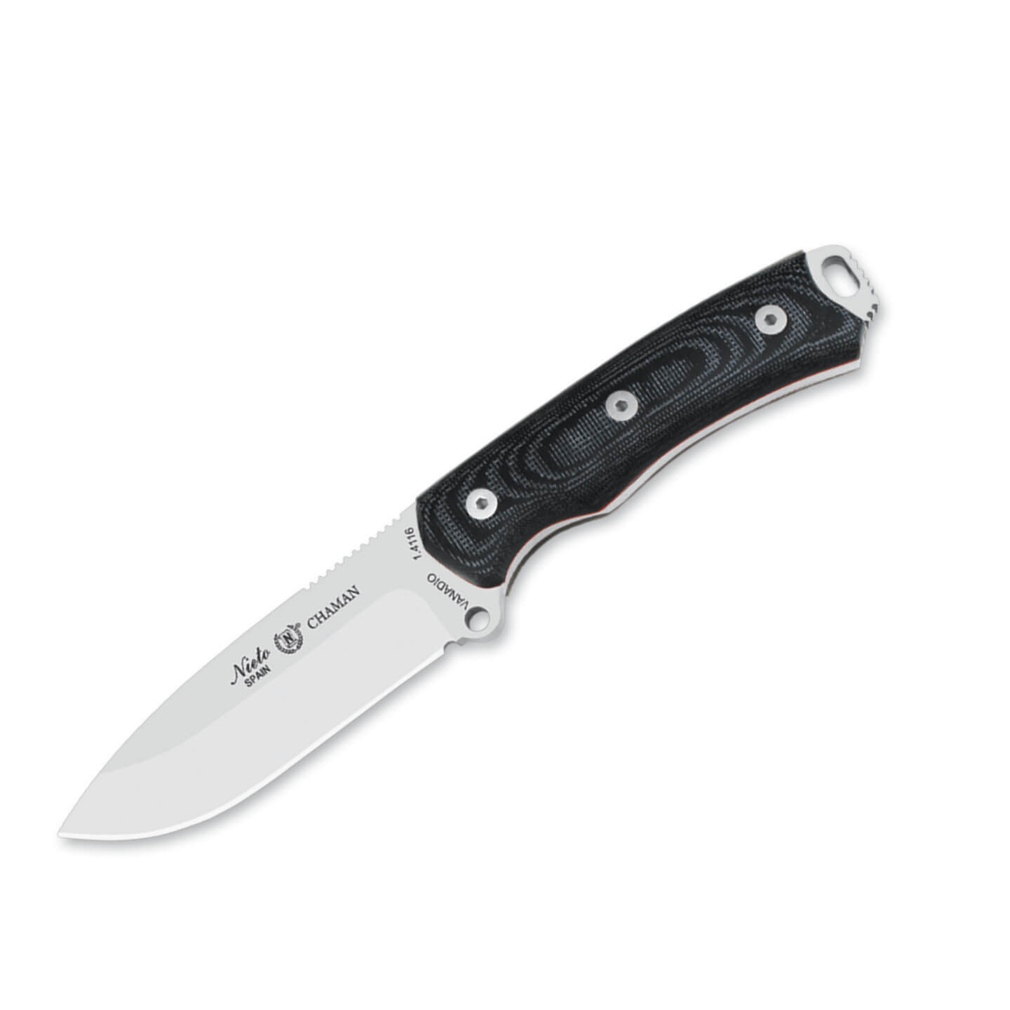 Cuchillo Nieto Chamán con kit con mango de micarta negra y hoja d...