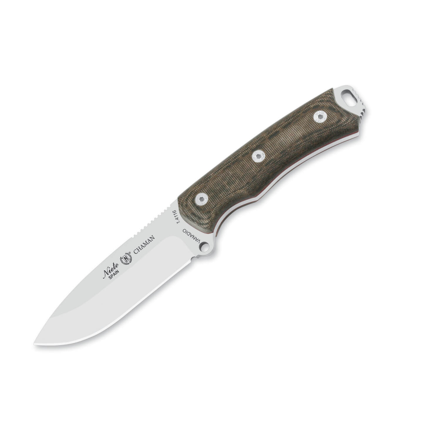 Cuchillo Nieto Chamán con kit plus con mango de katex marrón y ho...