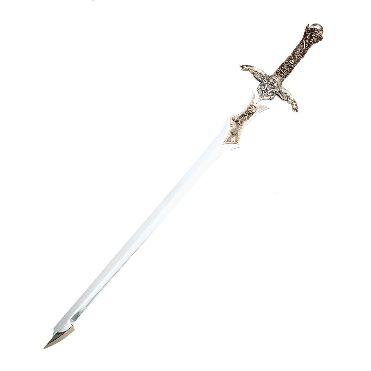 Épée Merlin avec finition argentée et décorations sur le manche e...
