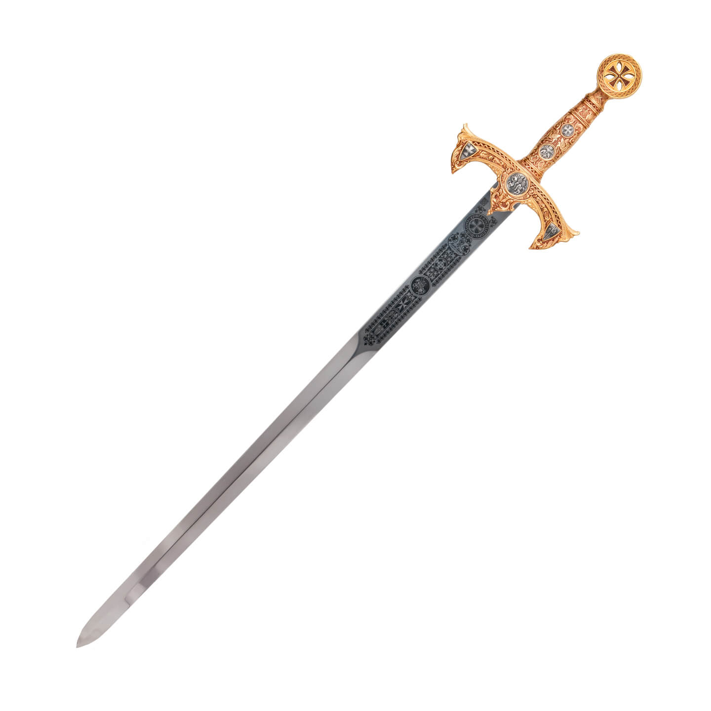 Épée templière en or avec gravure profonde Marto MA584