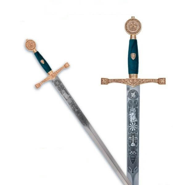 Espada Excálibur oro con grabado profundo Marto MA752