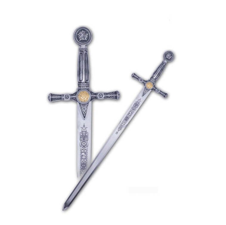 Épée des cadets maçons avec manche en argent avec gravures Marto ...