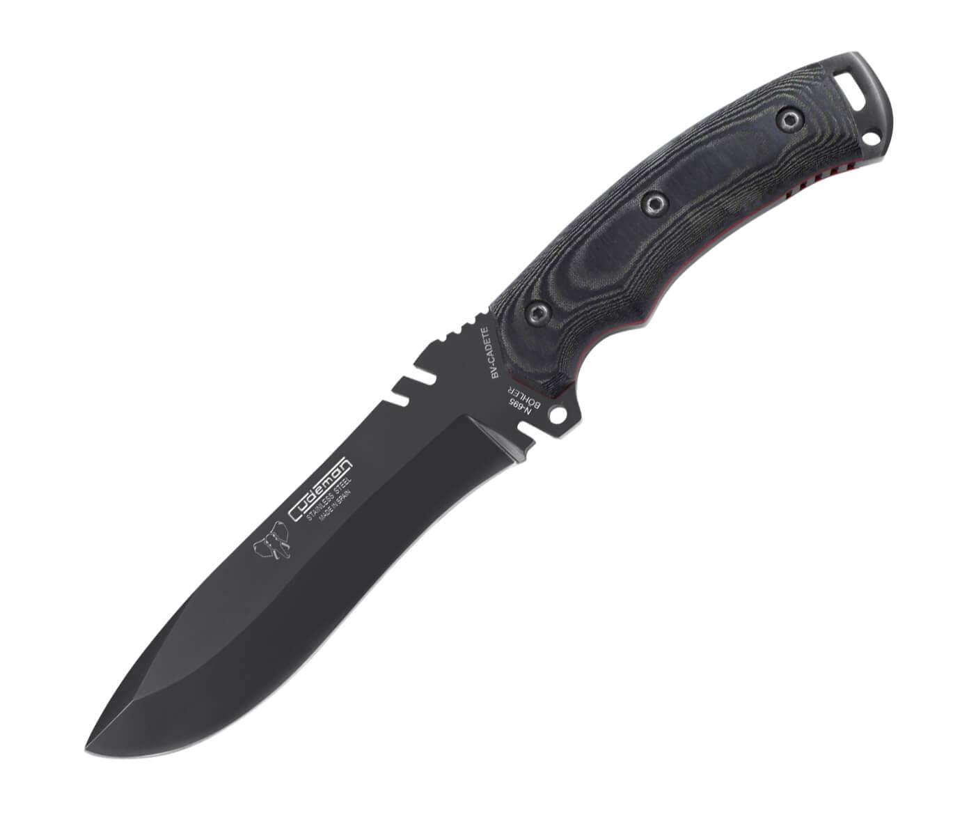Cuchillo Boina Verde Cadete mango de micarta negra y hoja negra k...