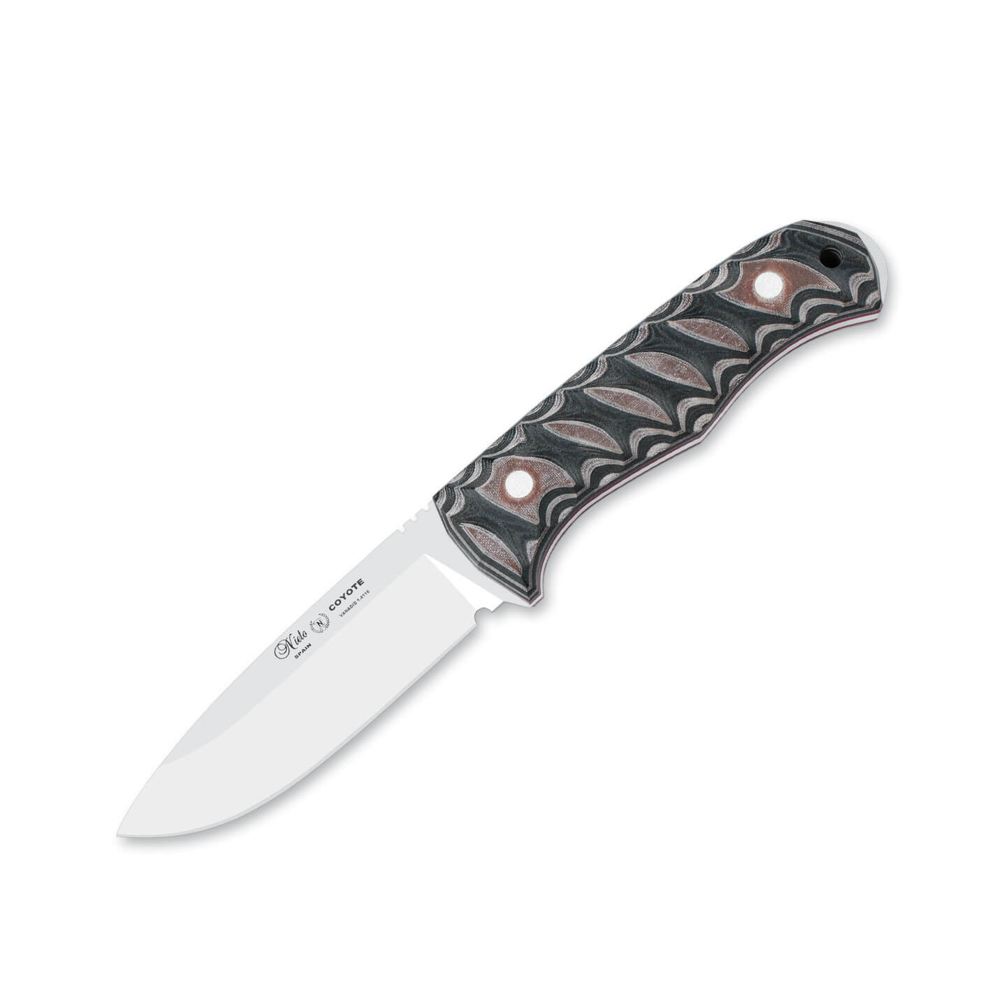 Cuchillo bushcraft Nieto Coyote con mango de mikarta katex marrón...