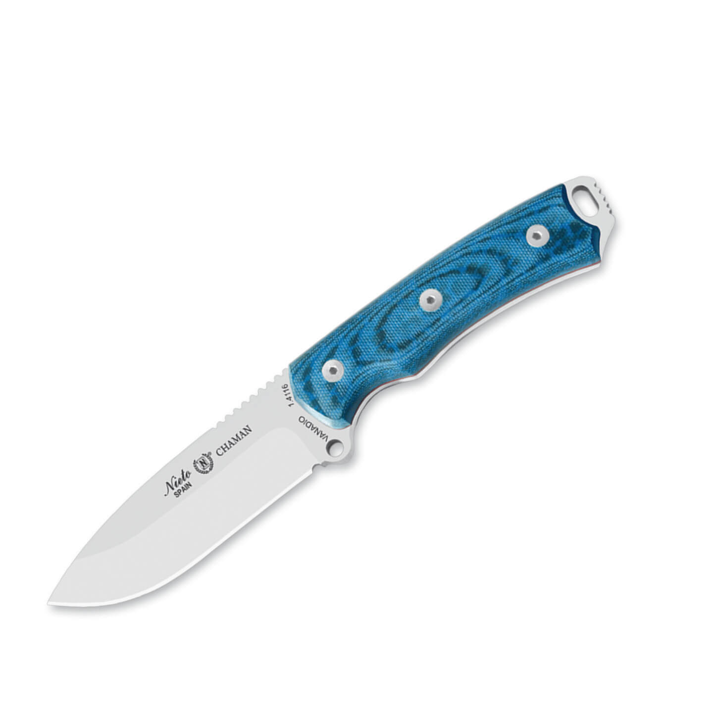 Cuchillo Nieto Chamán con kit con mango de Katex azul y hoja de a...