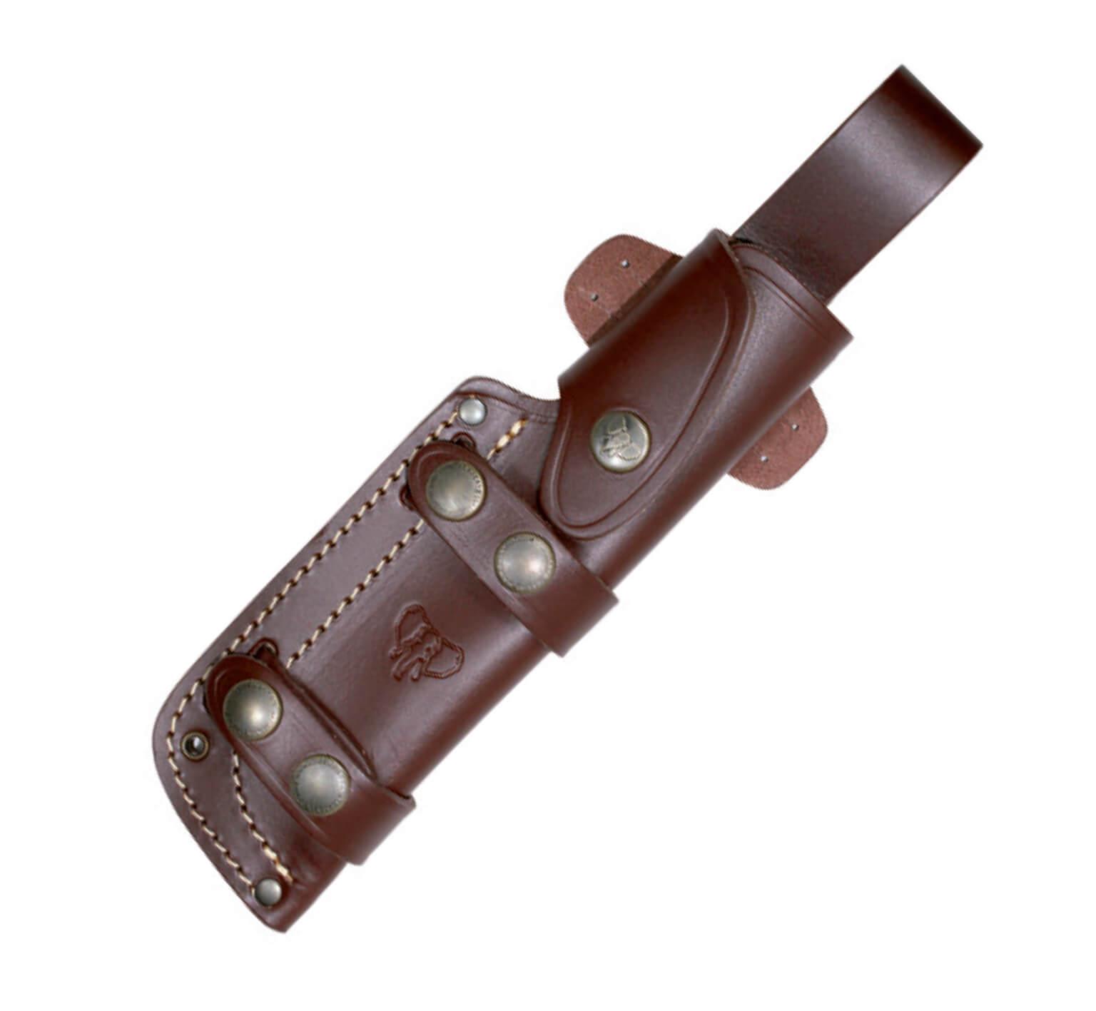 Cuchillo MT5 Cudeman. Mango nogal pulido. Acero Böhler N-695. Funda de cuero