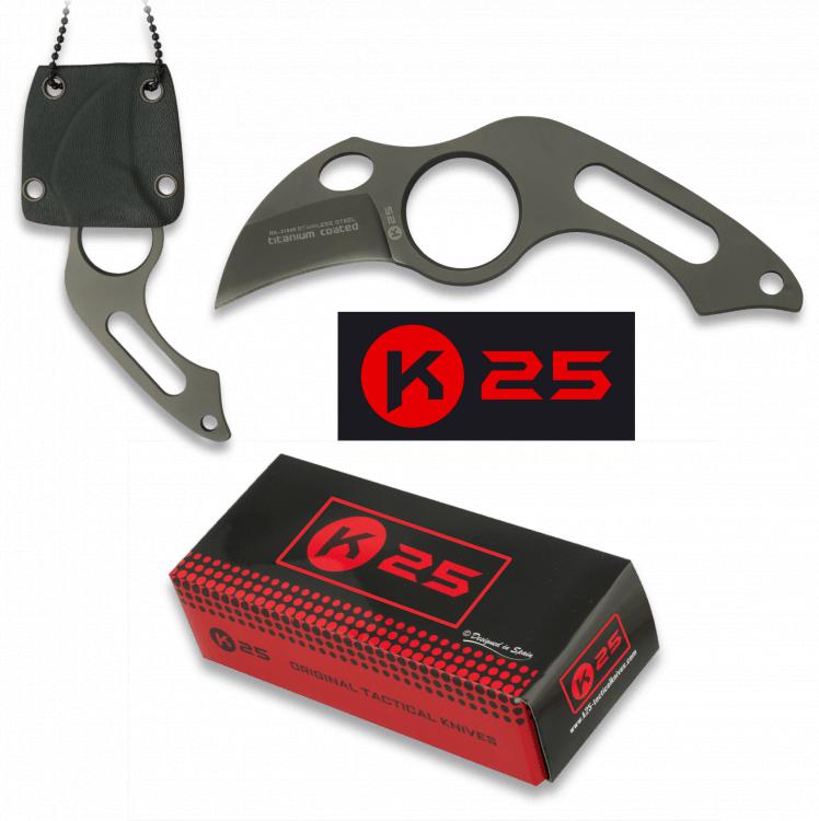 Cuchillo táctico sin cachas con funda de kydex, accesorio colgant...
