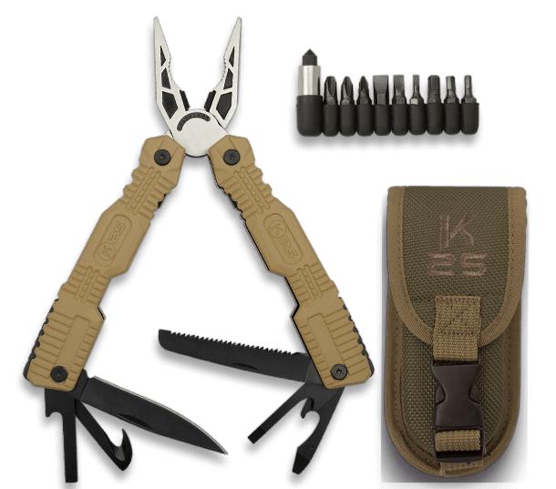 K25 Mehrzweckzange in Coyote-Farbe mit Scheide und Satz Spitzen, ...