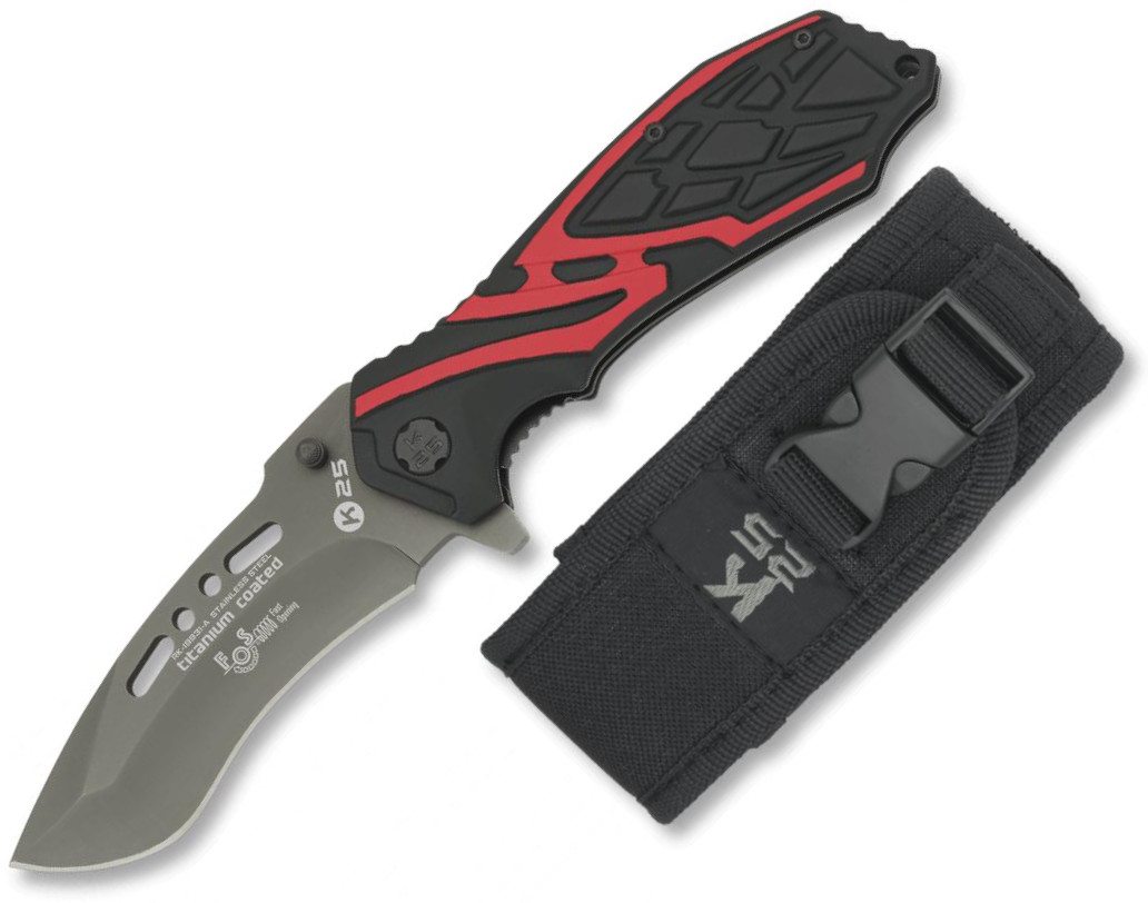 Couteau tactique K25 avec manche en aluminium, système FOS et lam...