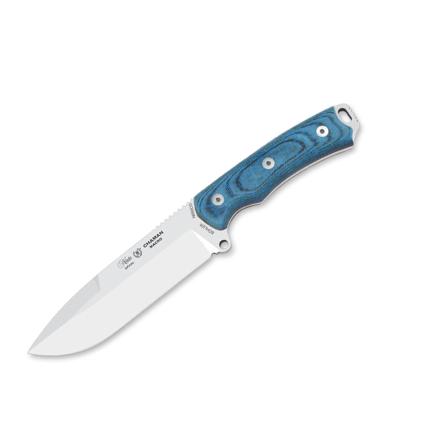 Cuchillo Nieto Chamán Macro con kit con mango de katex azul y hoj...