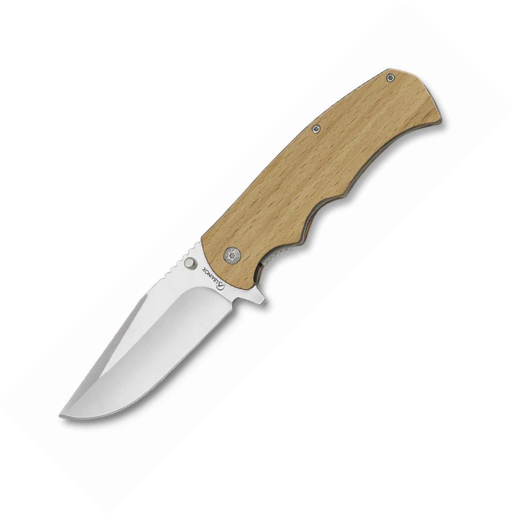 Navaja Albainox con clip, mango de madera natural y hoja de 8,8 c...