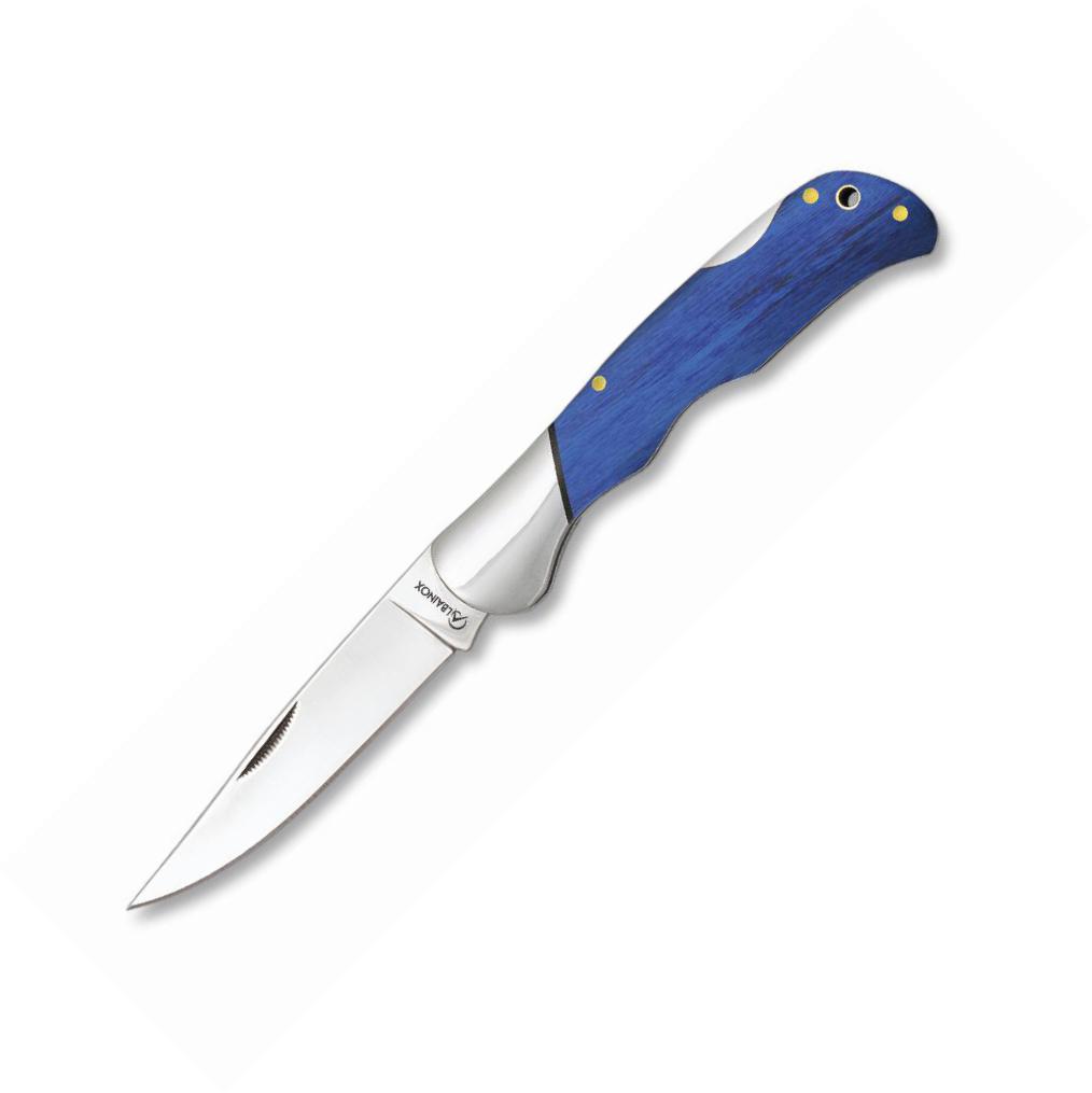 Navaja Albainox con bloqueo trasero, mango de stamina azul y hoja...