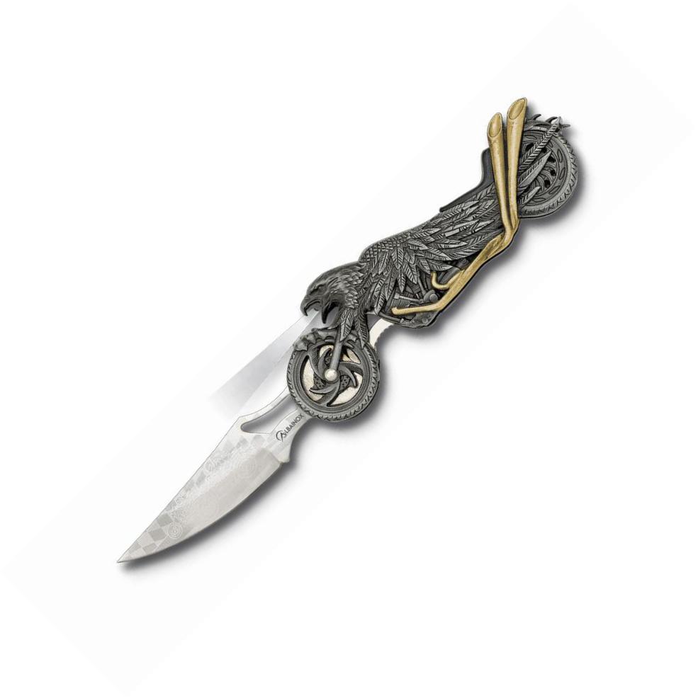 Navaja Águila - Moto de Albainox con mango de zamak gris y hoja d...