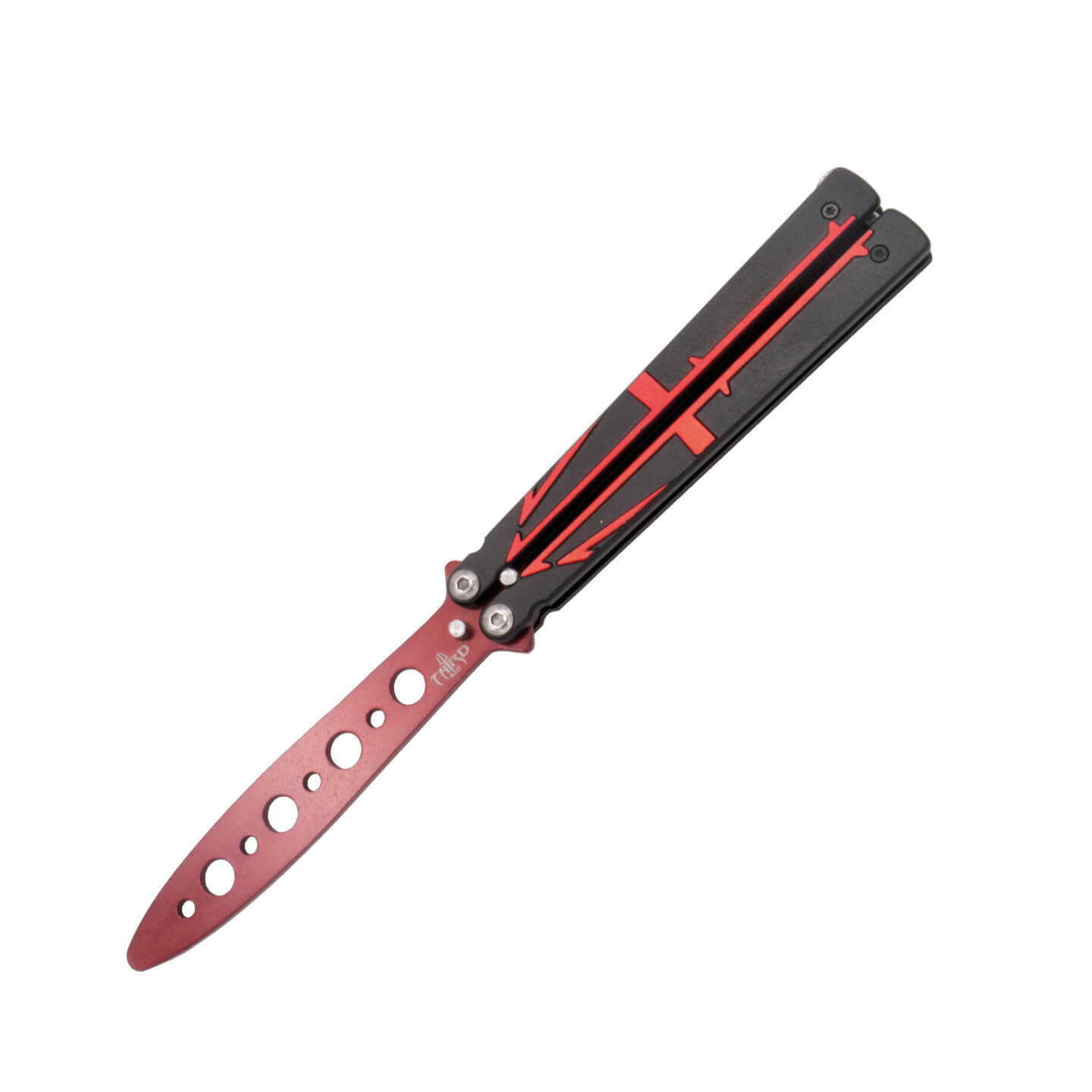 Navaja mariposa de entrenamiento negra y roja con hoja de 12.6 cm...