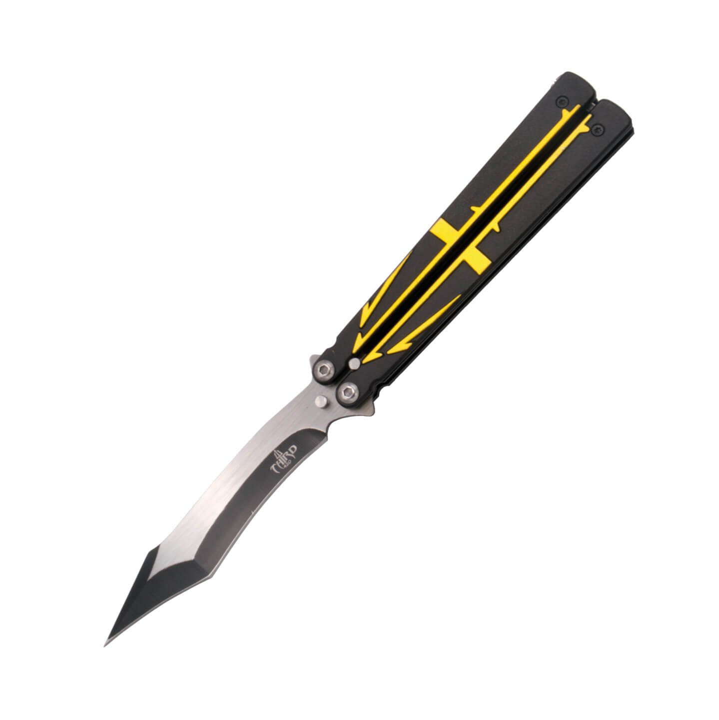 Navaja mariposa negra y amarilla con hoja de 12.6 cm K2805BKJ