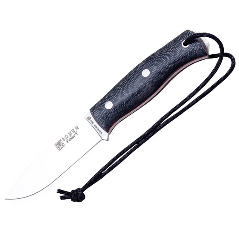 Joker BS9 Ember F bushcraft knife with black micarta handle and Sandvik