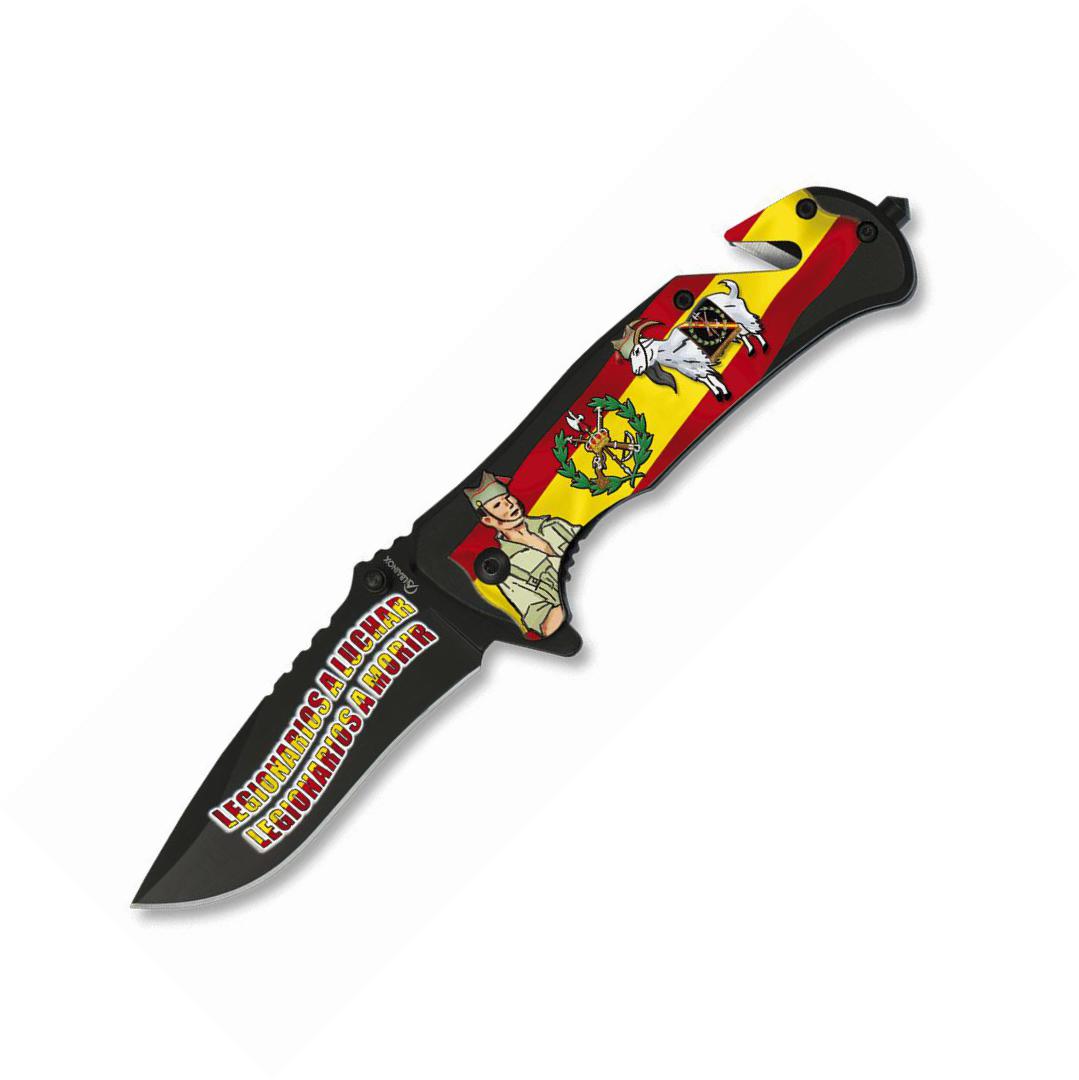 Navaja Albainox asistida de la Legión con FOS, rompevidrios y hoja de 8