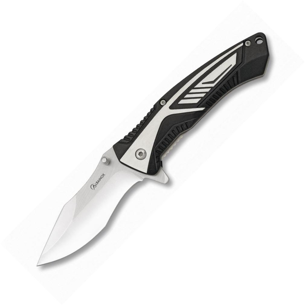 Albainox tactical safety pocket knife with aluminum handle, clip and 8.