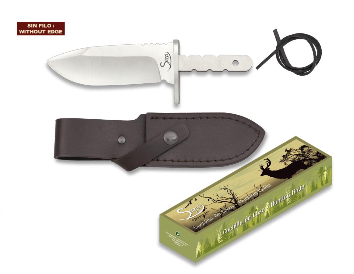 Tang knife for reference 32129 from Albainox with leather sheath and