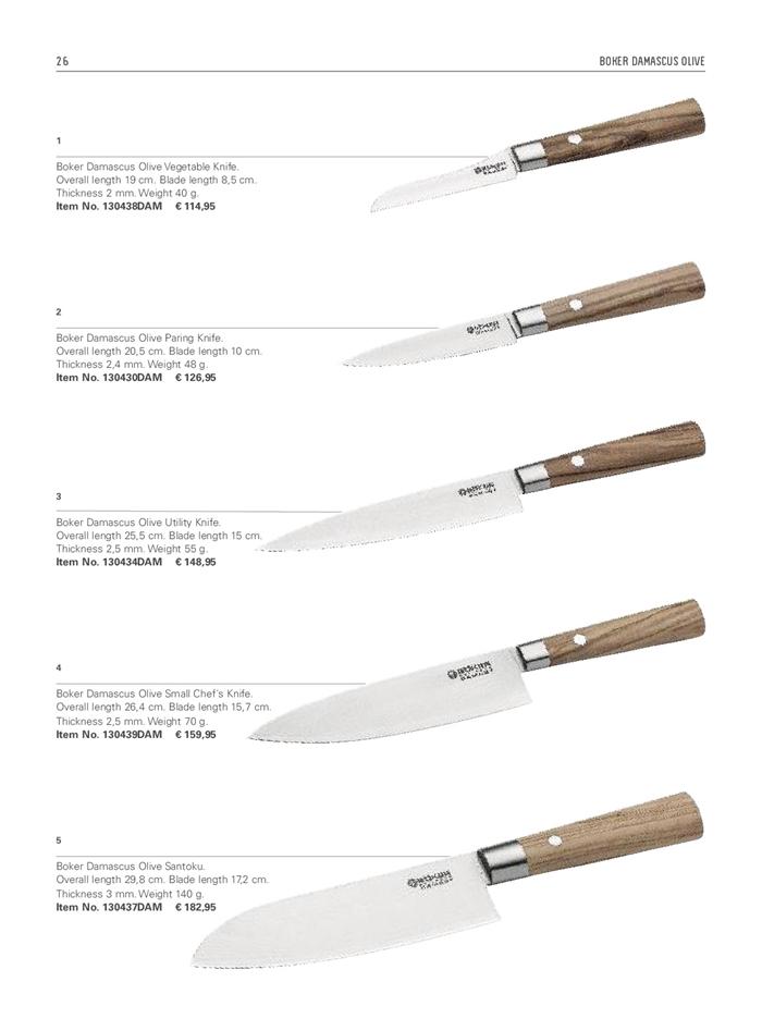 CUCHILLOS COCINA DAMASCO OLIVO BOKER - cuchilleria profesional cocinero
