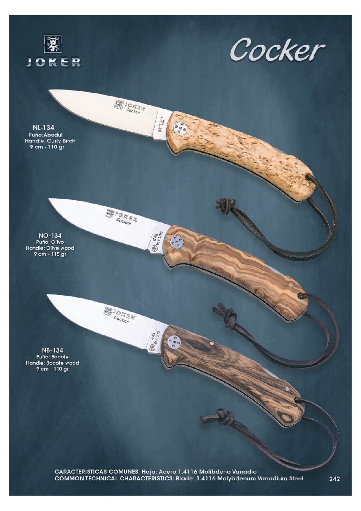 COCKER FOLDING KNIVES Joker pocketknives Cutlery