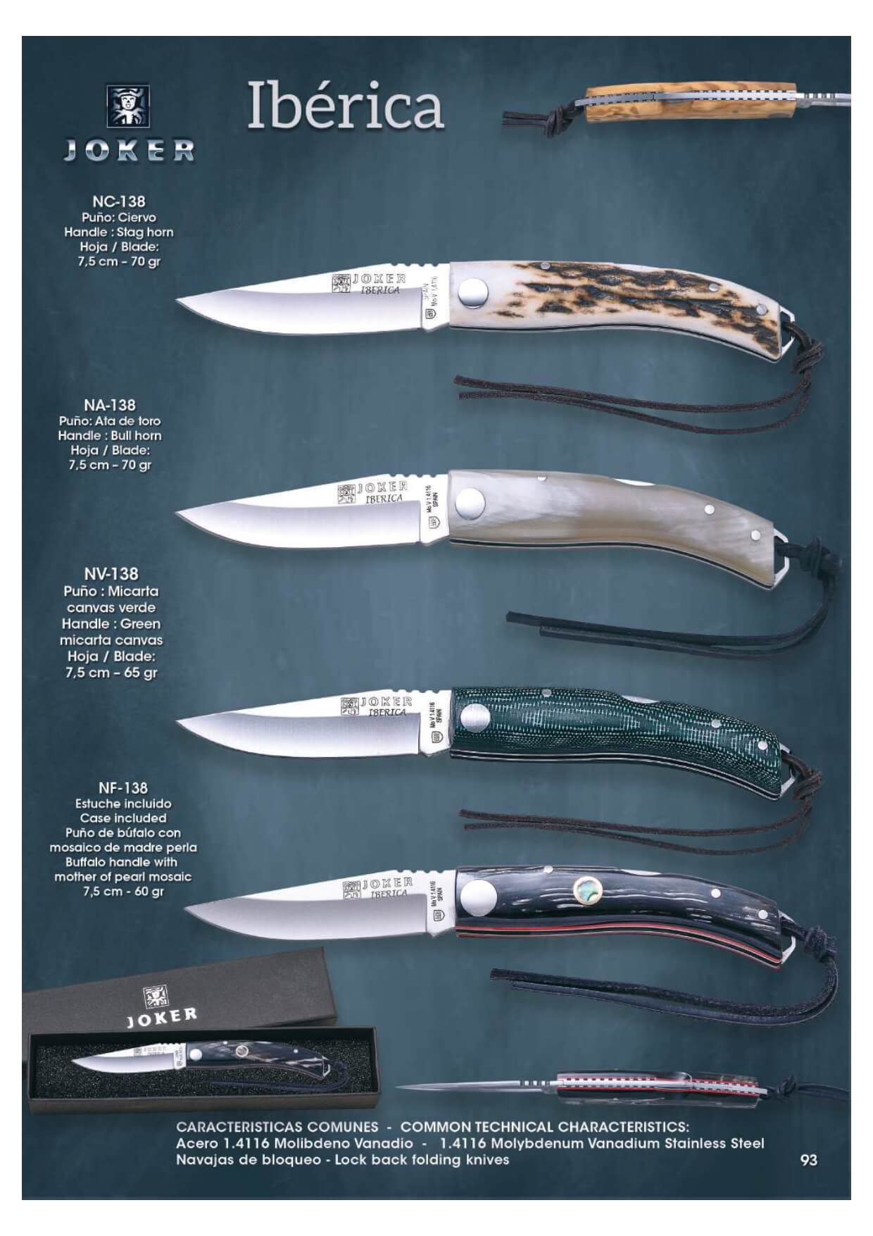 IBERICA SPORTS PENKNIFE Joker pocketknives hunting, NV138 Cutlery