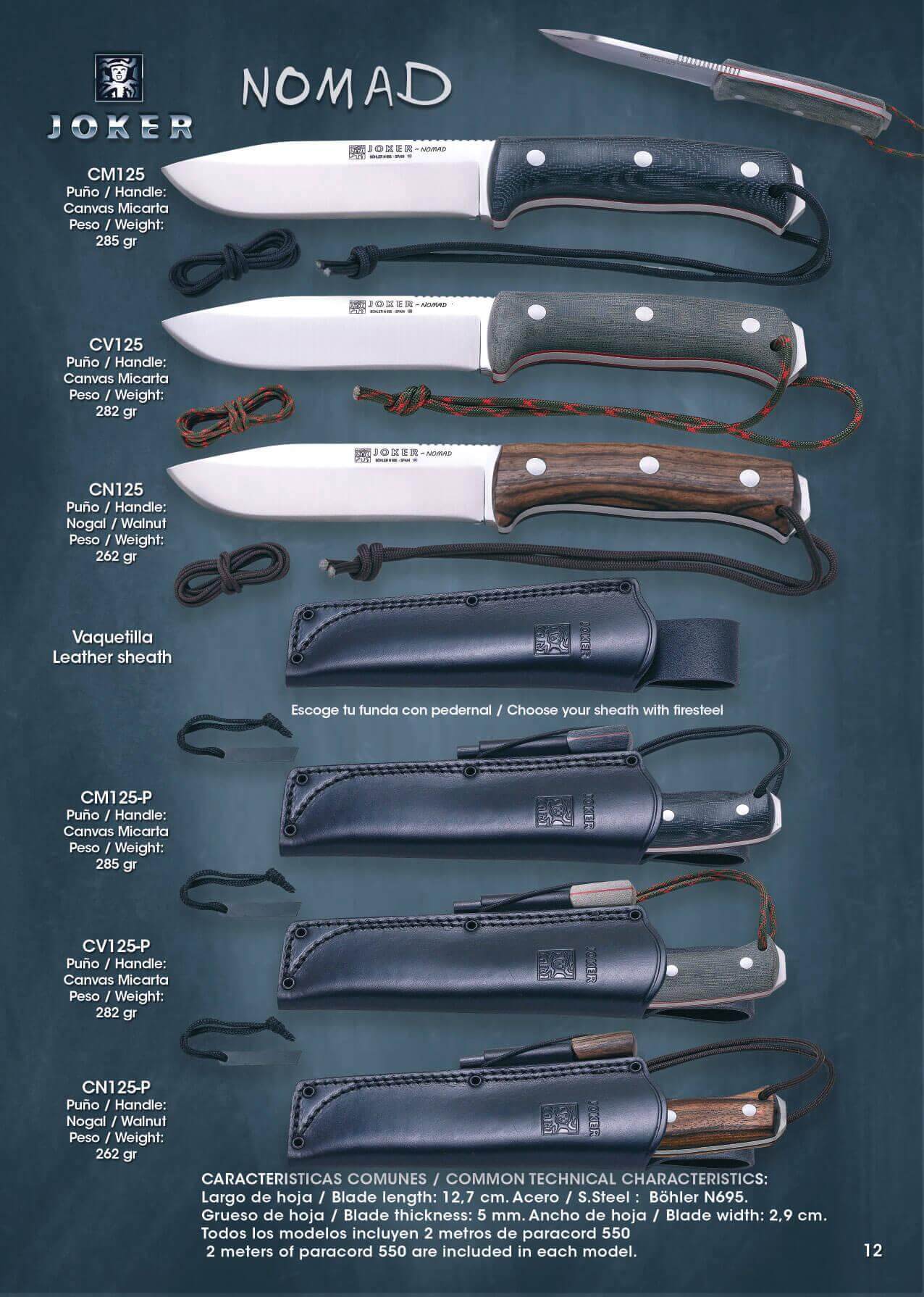 NOMAD Joker tactical knives survival, CV125P Cutlery