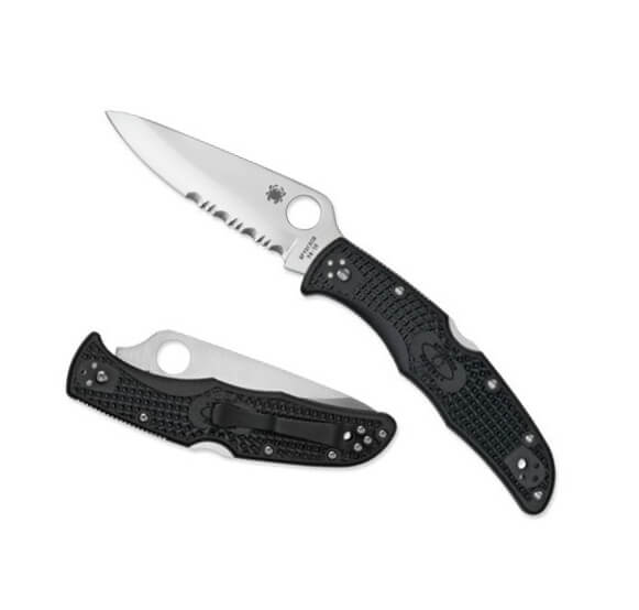 Couteau de poche Spyderco Endura 4 avec lame VG10 à tranchant mixte lisse et dentelée et manche FRN noir
