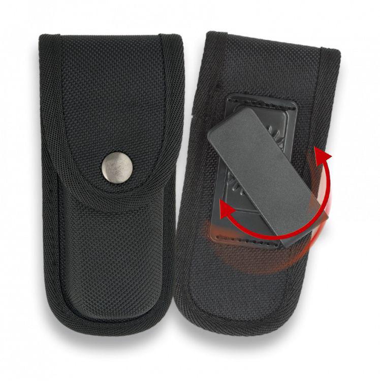 Couteau de poche JV Cartago avec manche en micarta noir et étui en cordura
