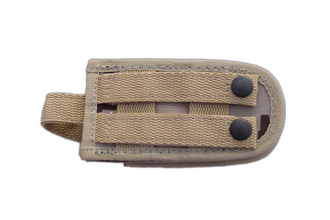 Couteau de poche bushcraft JV Raptor avec lame tracker et manche micarta camo fourreau cordura multiposition