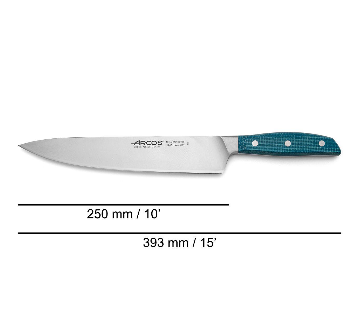 Arcos Brooklyn chef knife 250 mm with blue micarta handle