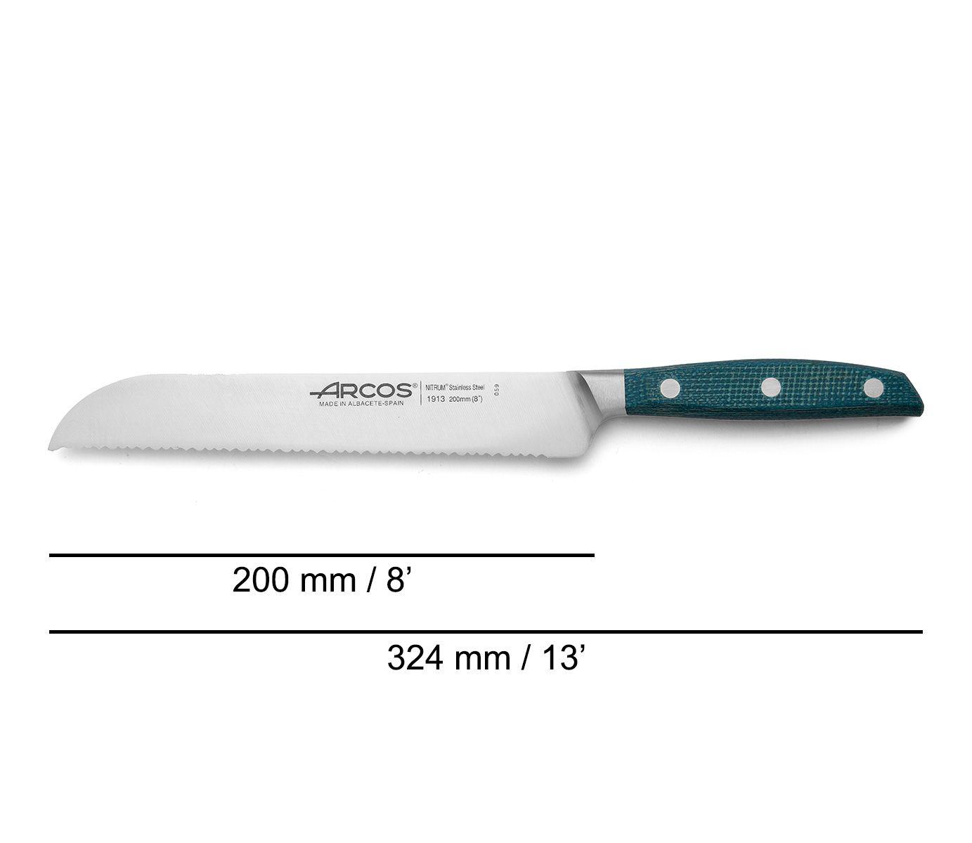 Arcos Brooklyn Brotmesser 200 mm mit blauem Micarta-Griff