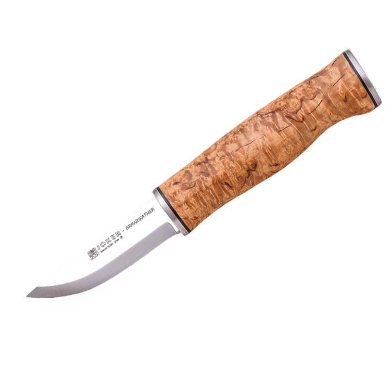 Puukko Großvatermesser mit lockigem Birkengriff